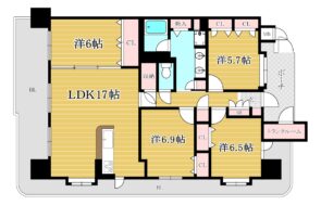 間取り：4LDK / 床面積：101.70m² / バルコニー：34.56m²