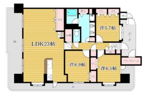 間取り：3LDK / 床面積：101.70m² / バルコニー：34.56m²