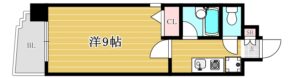 間取り：1K / 床面積：22.83m² / バルコニー：3m²