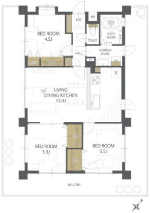 間取り：3LDK / 床面積：69.3m² / バルコニー：48.78m²