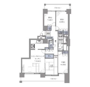 間取り：4LDK / 床面積：95.81m² / バルコニー：23.51m²