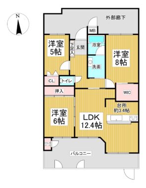 間取り：3LDK / 床面積：81.21m² / バルコニー：23.19m²