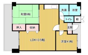 間取り：2LDK / 床面積：59.3m² / バルコニー：9.64m²