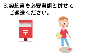 3.契約書を必要書類と併せてご返送ください。